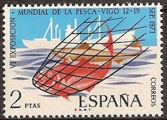 ESPAÑA 1973 2144 Sello Nuevo VI Expo Mundial de la Pesca. Vigo Yv1800 Espana Spain Espagne Spagna Spanje Spanien 